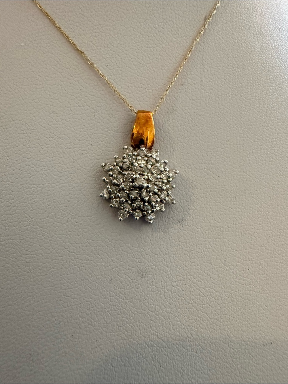 14 k Rose gold diamond pendant with 10k gold 18” chain